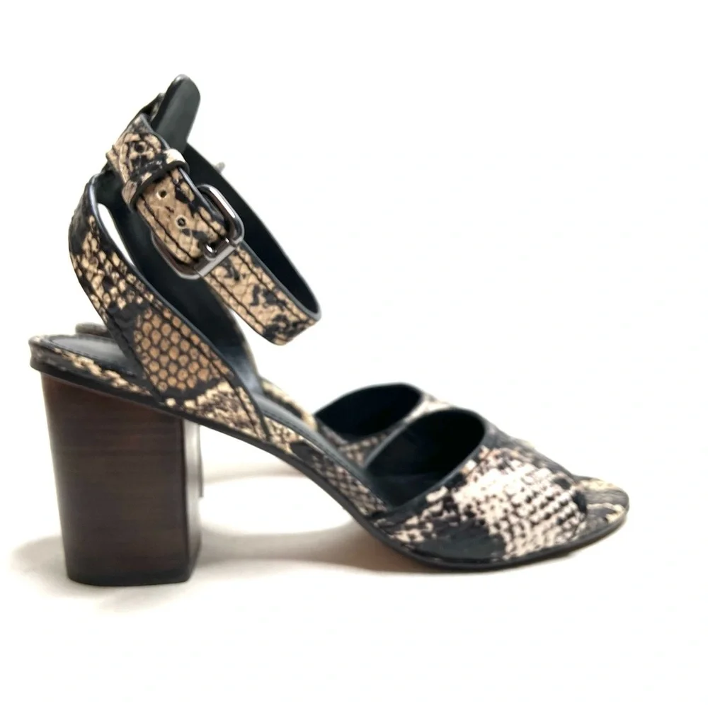 COACH “Pipher” Leather Ankle Strap Block Heel Sandal